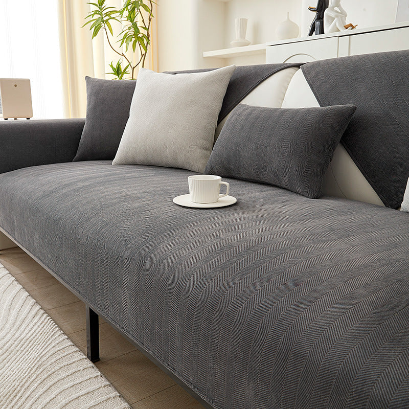 Chenille Bankbeschermer met Visgraatstructuur – VeluraShield