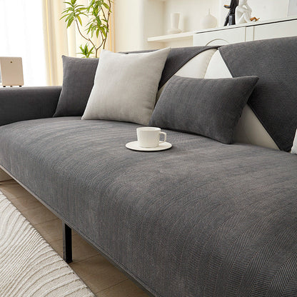 Chenille Bankbeschermer met Visgraatstructuur – VeluraShield