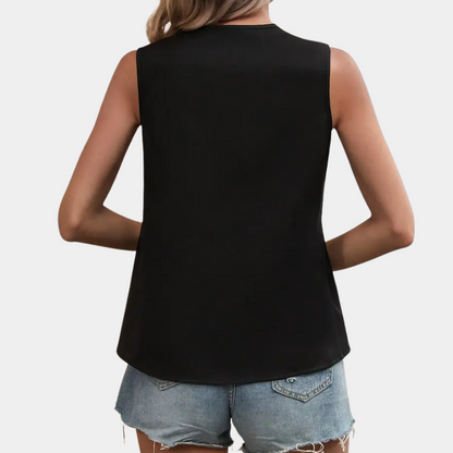 Trendy Zwart-Witte Asymmetrische Blouse voor Dames - Elise