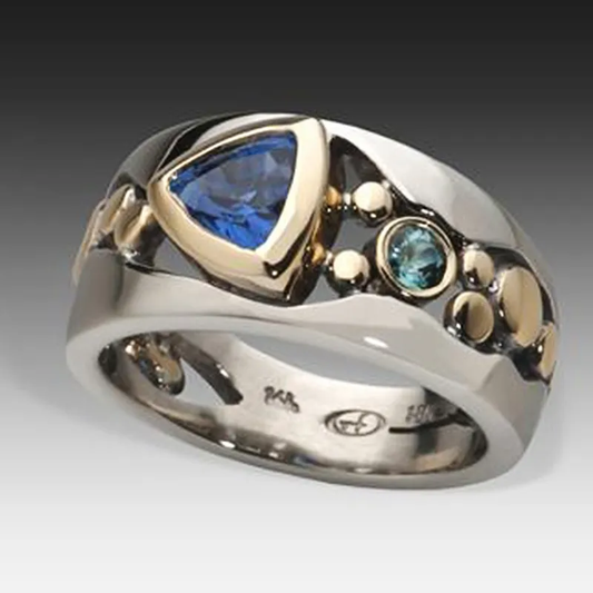 Vintage Blauwe Kristal Ring - Isolde