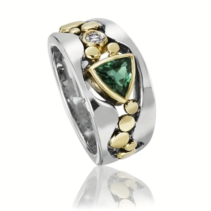 Vintage Ring met Groene Kristal - Aurora