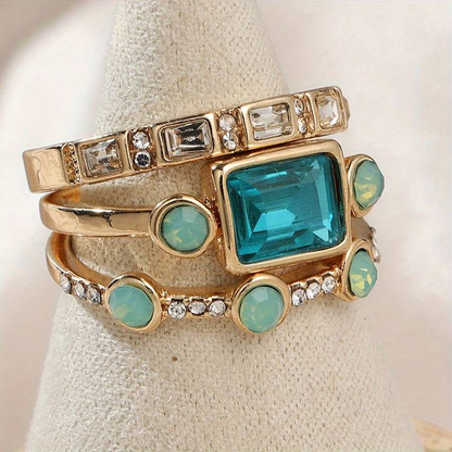 Vintage Ring met Blauwe Kristal - Lunara
