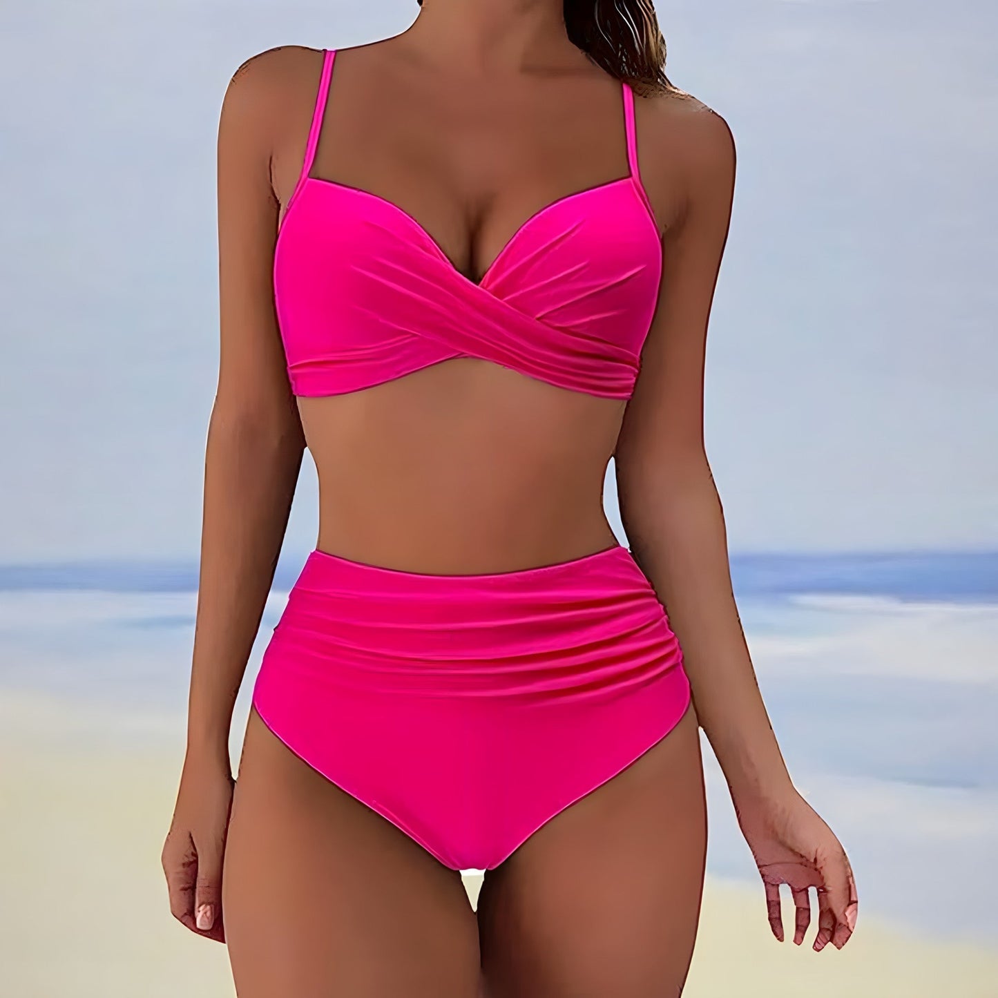 Trendy high-waist bikini met comfortabele pasvorm – Eula