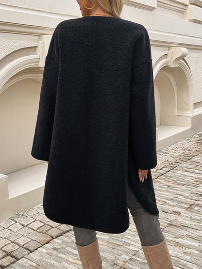 Lang Fleece Damesvest Met Knoopsluiting – Elara