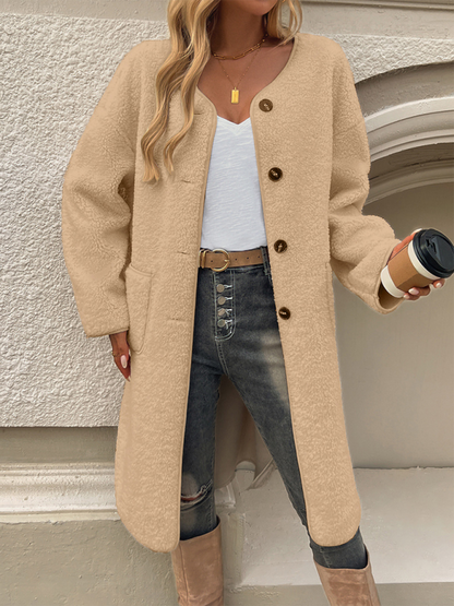 Lang Fleece Damesvest Met Knoopsluiting – Elara