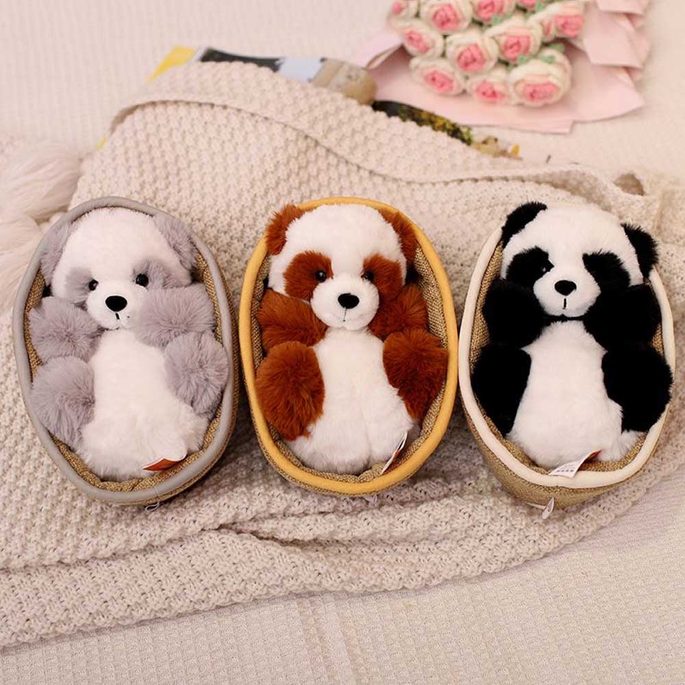 Pluchepanda met uitneembaar mandje – zacht gevuld en decoratief – 20 cm