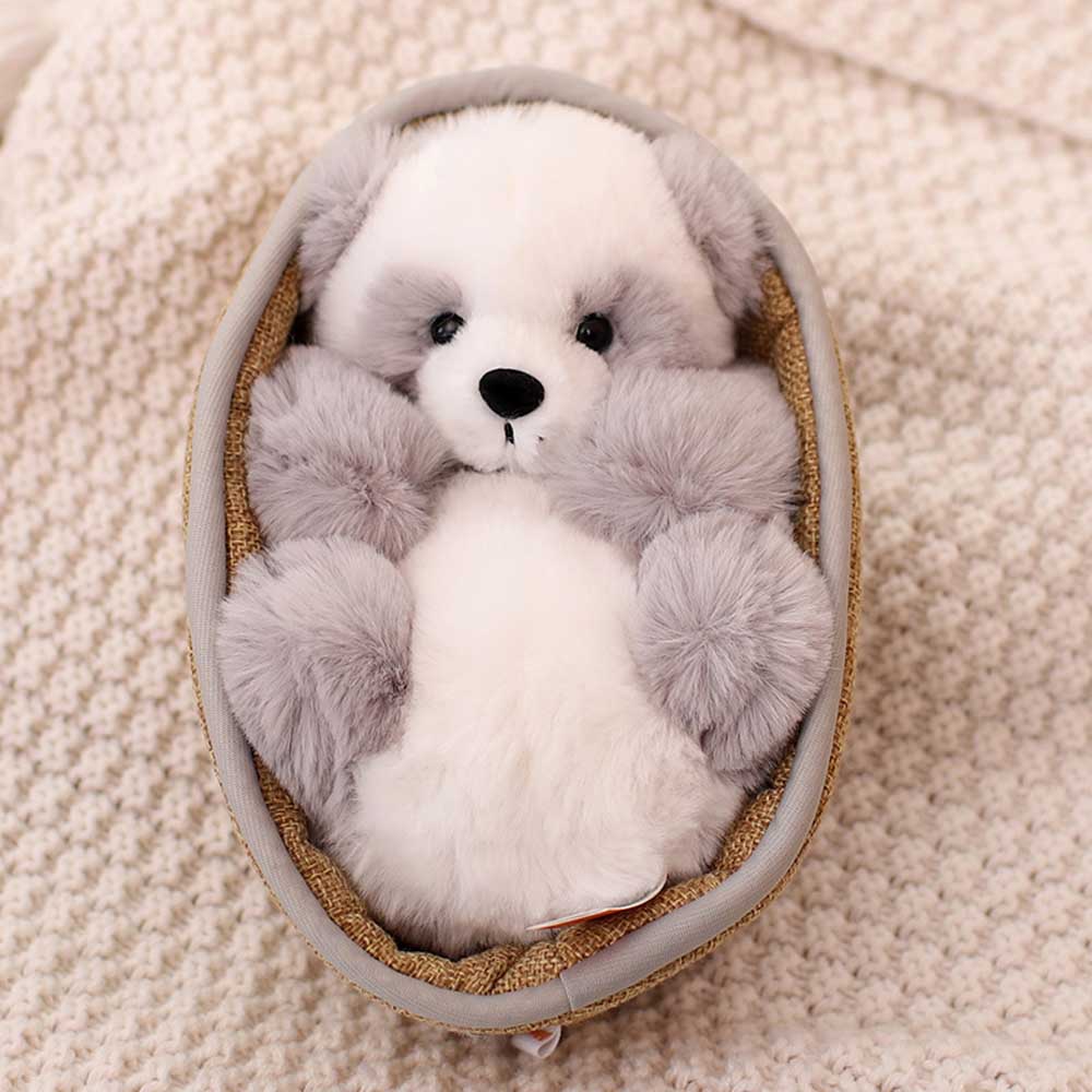 Pluchepanda met uitneembaar mandje – zacht gevuld en decoratief – 20 cm