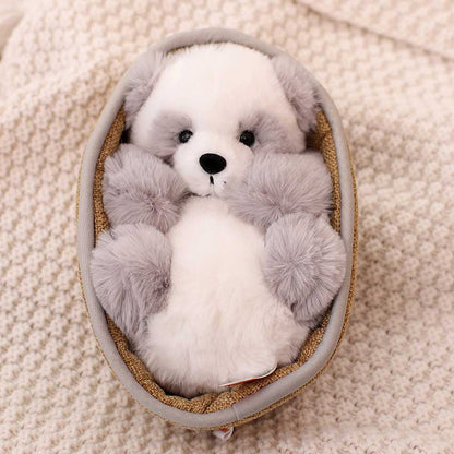 Pluchepanda met uitneembaar mandje – zacht gevuld en decoratief – 20 cm