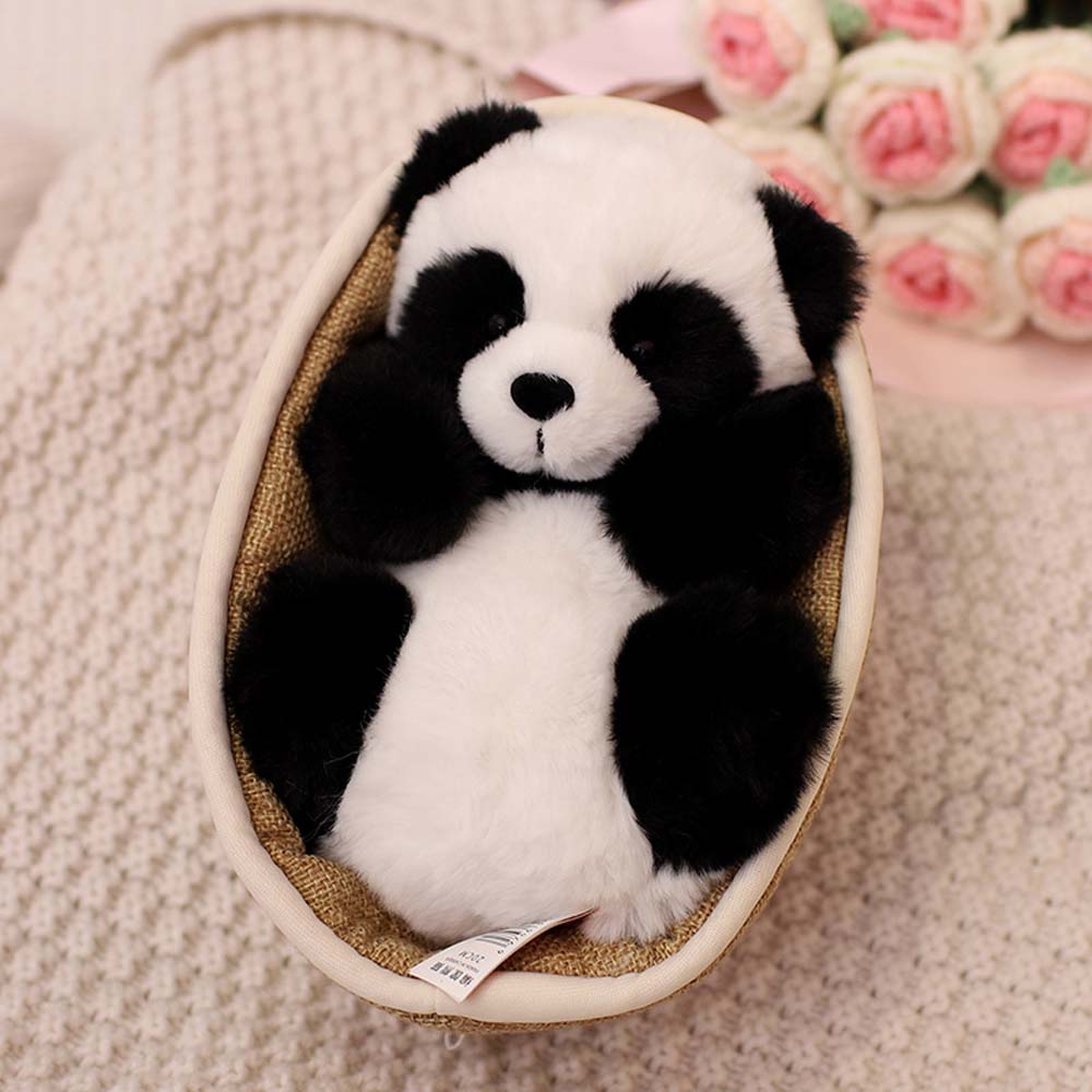 Pluchepanda met uitneembaar mandje – zacht gevuld en decoratief – 20 cm