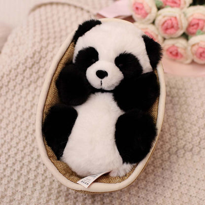 Pluchepanda met uitneembaar mandje – zacht gevuld en decoratief – 20 cm