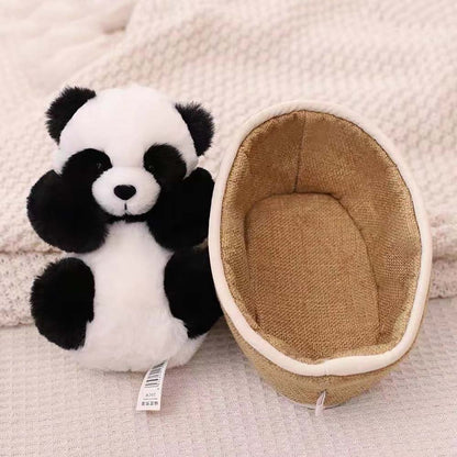 Pluchepanda met uitneembaar mandje – zacht gevuld en decoratief – 20 cm