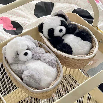Pluchepanda met uitneembaar mandje – zacht gevuld en decoratief – 20 cm