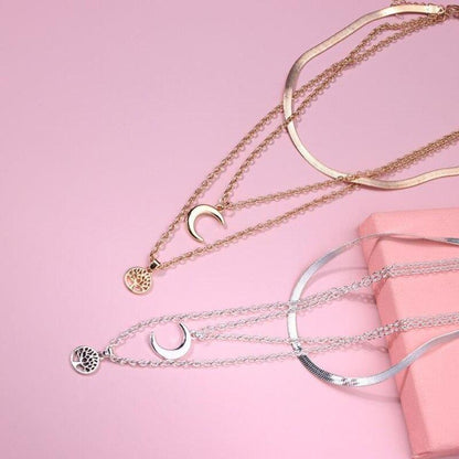 Levensboom & Halve Maan Multilayer Ketting - Selestina