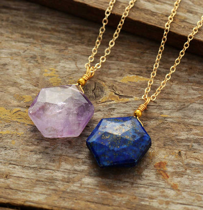 Lapis Lazuli Hexagon Halsketting - Amarielle