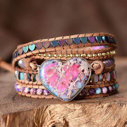 Liefdesbescherming Jaspis Wikkelarmband - Amora
