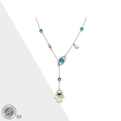 Zilveren Hamsa Kristalketting - Nayomi