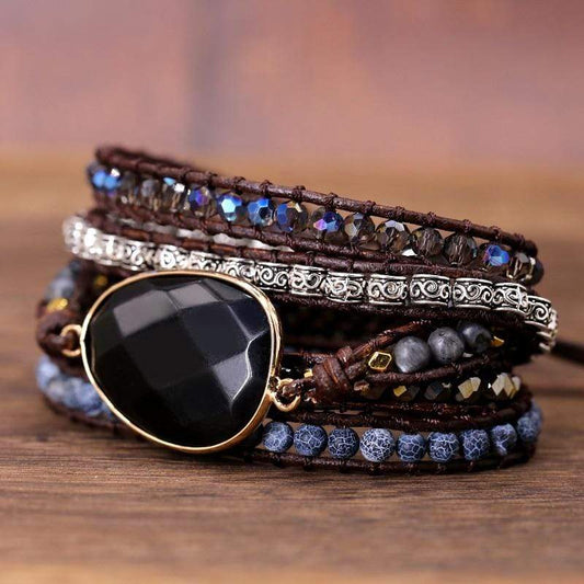 Krachtige Onyx Wikkelarmband - Isadora
