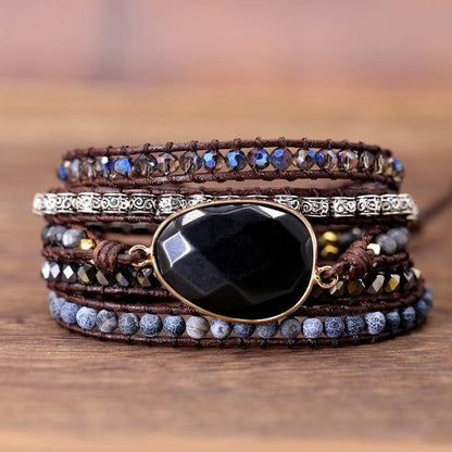 Krachtige Onyx Wikkelarmband - Isadora