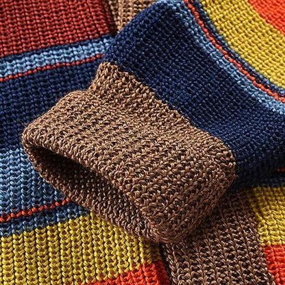Gebreide Heren Cardigan met Kleurblok en Geometrisch Patroon – Leandro