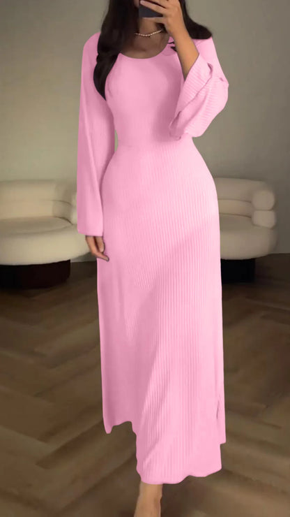 Stijlvolle Bodycon Maxi Jurk met Vetersluiting - Valencia