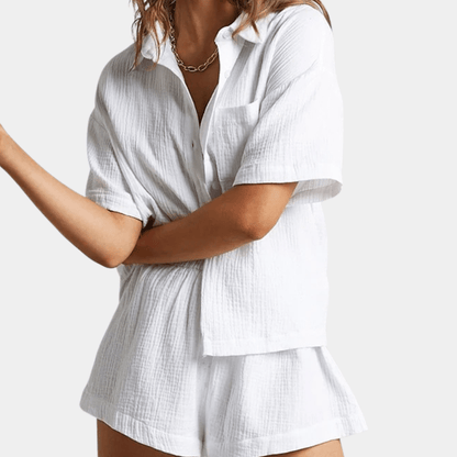 Tweedelig dames zomer set met shirt en short – Noemi