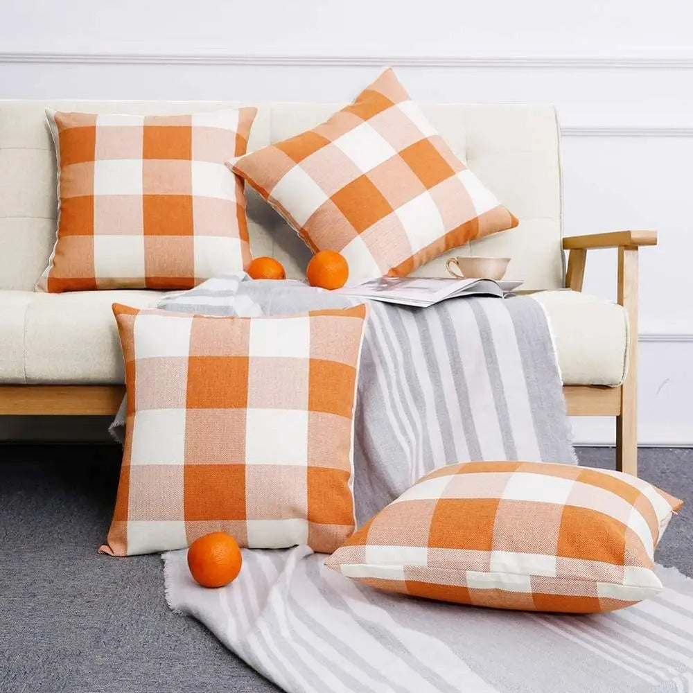 Gezellige Geruite Kussenhoes in Landhuisstijl – Autumn Plaid