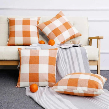 Gezellige Geruite Kussenhoes in Landhuisstijl – Autumn Plaid