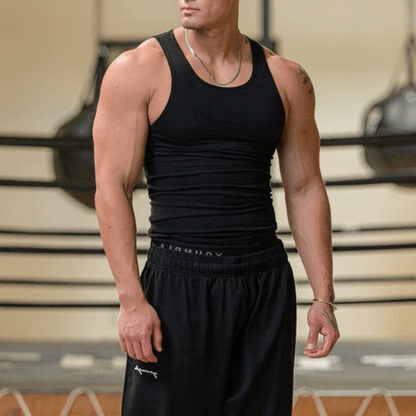 Mouwloos heren fitness T-shirt van ademend materiaal – Nico