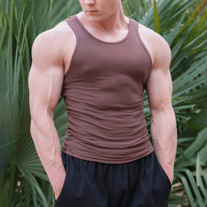 Mouwloos heren fitness T-shirt van ademend materiaal – Nico
