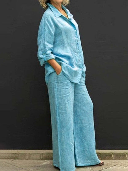 Tweedelige katoen-linnen dame zomerset – Linora