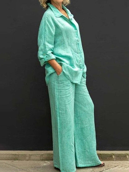 Tweedelige katoen-linnen dame zomerset – Linora