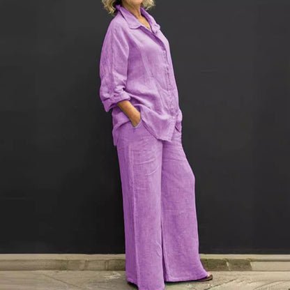 Tweedelige katoen-linnen dame zomerset – Linora