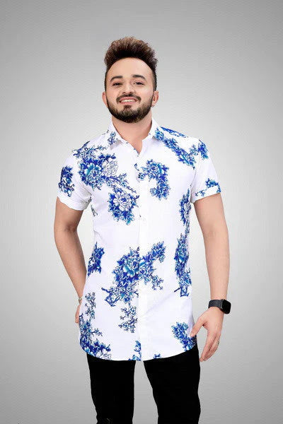Bloemenpatroon Heren Zomeroverhemd met Korte Mouwen – Fabrizio
