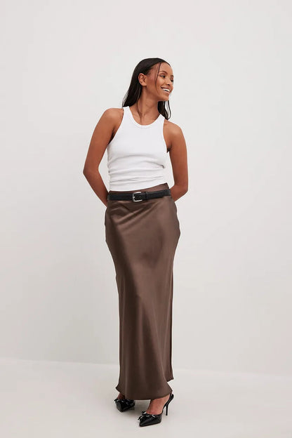 Hoge Taille Satijnen Rok – Leona