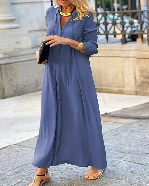 Herfst Maxi Jurk met Lange Mouwen – Amira