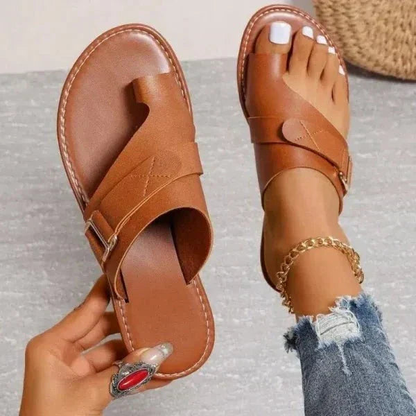 Orthopedische dames leren sandalen met Hallux Valgus correctie – Livia