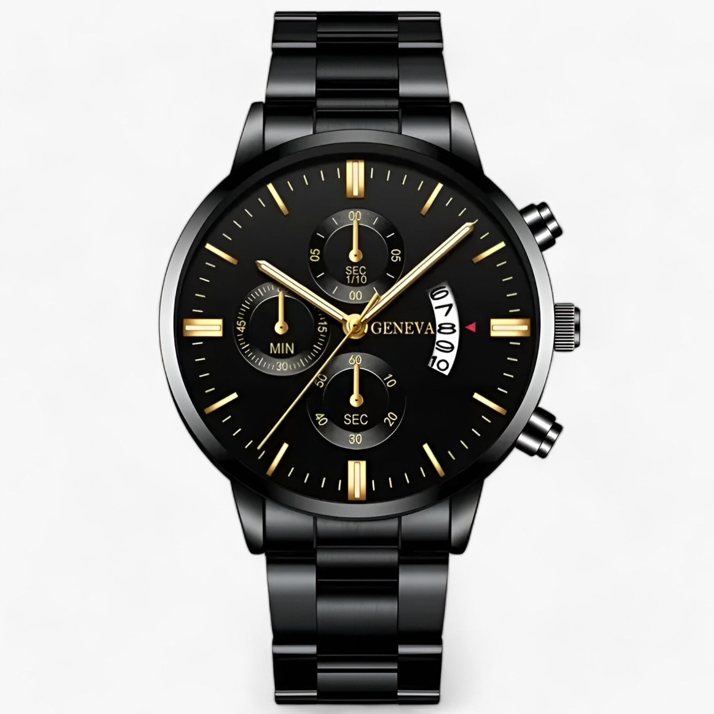 Luxe Zwart Quartz Herenhorloge - Caspian