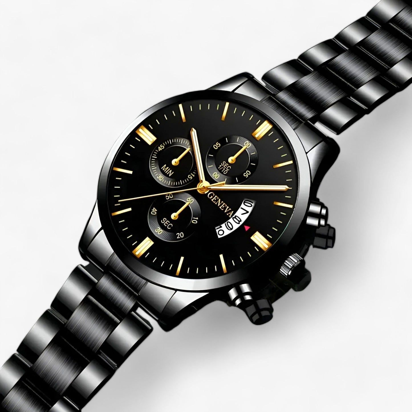 Luxe Zwart Quartz Herenhorloge - Caspian