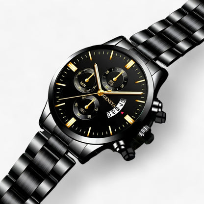 Luxe Zwart Quartz Herenhorloge - Caspian