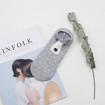 Sneakersokken met dierengezicht & oortjes – katoen 35–40 (2+2 GRATIS)