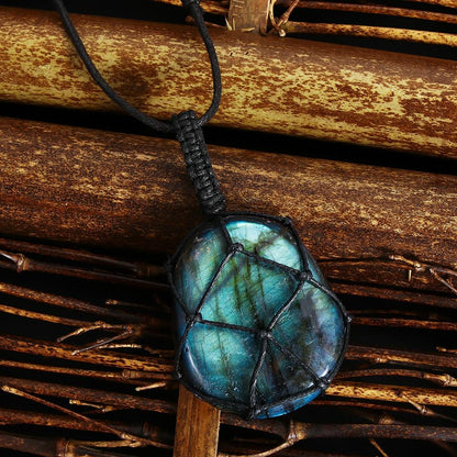 Mystieke Labradoriet Drakenhart Ketting - Aris