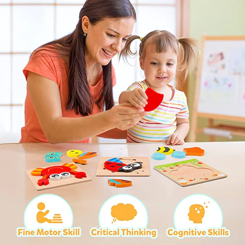 Houten leerpuzzel voor peuters – Ontdekkerset Montessori (1+1 GRATIS)
