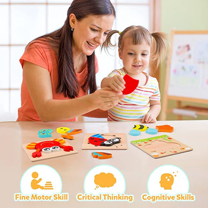 Houten leerpuzzel voor peuters – Ontdekkerset Montessori (1+1 GRATIS)