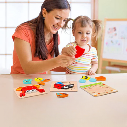 Houten leerpuzzel voor peuters – Ontdekkerset Montessori (1+1 GRATIS)