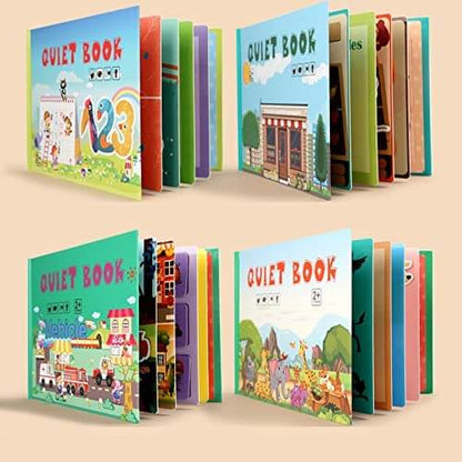 Interactief leerboek voor peuters met klittenband-opdrachten en opbergzakje.