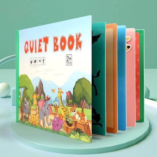 Interactief leerboek voor peuters met klittenband-opdrachten en opbergzakje.