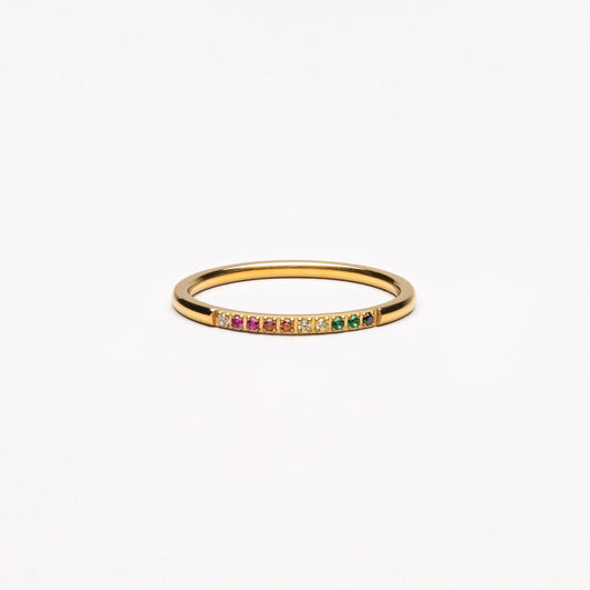 Gouden Ring met Gekleurde Steentjes - Solene