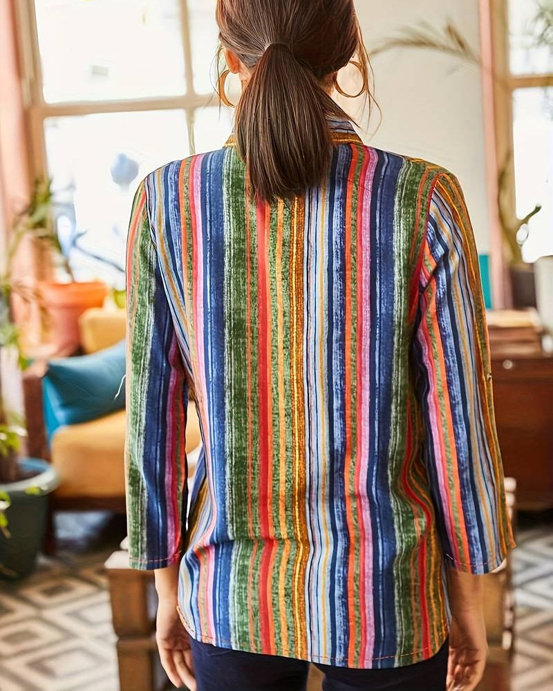 Gestreepte Damesblouse met Knopen – Sofia