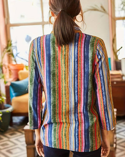 Gestreepte Damesblouse met Knopen – Sofia