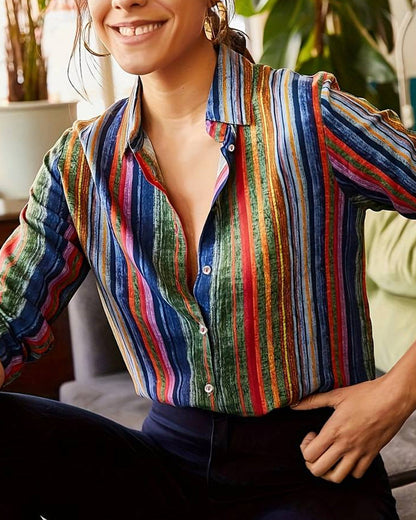 Gestreepte Damesblouse met Knopen – Sofia